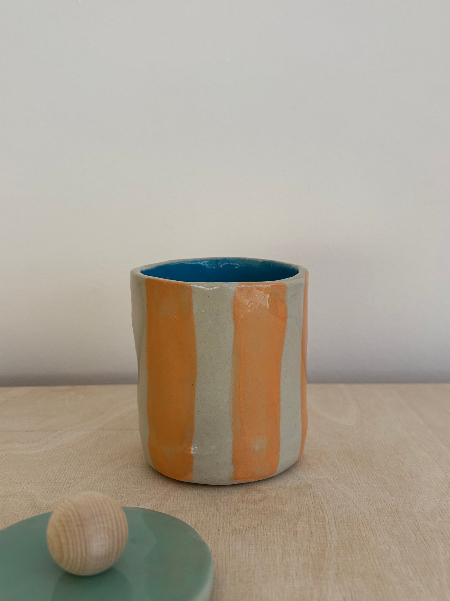 Keramik-Dose ~ Orange stripes