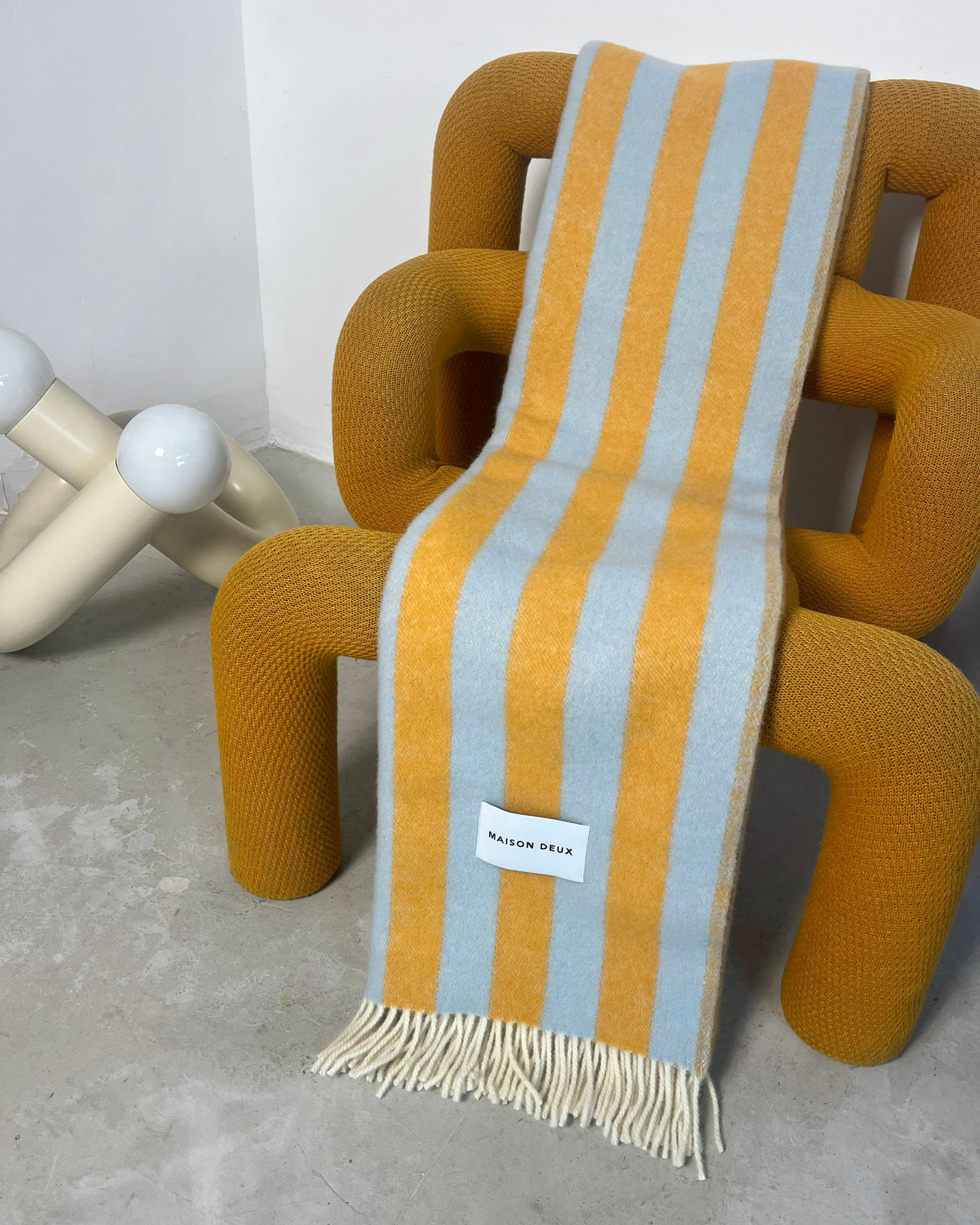 Wolldecke "Candy Wrap" Blue/Honey