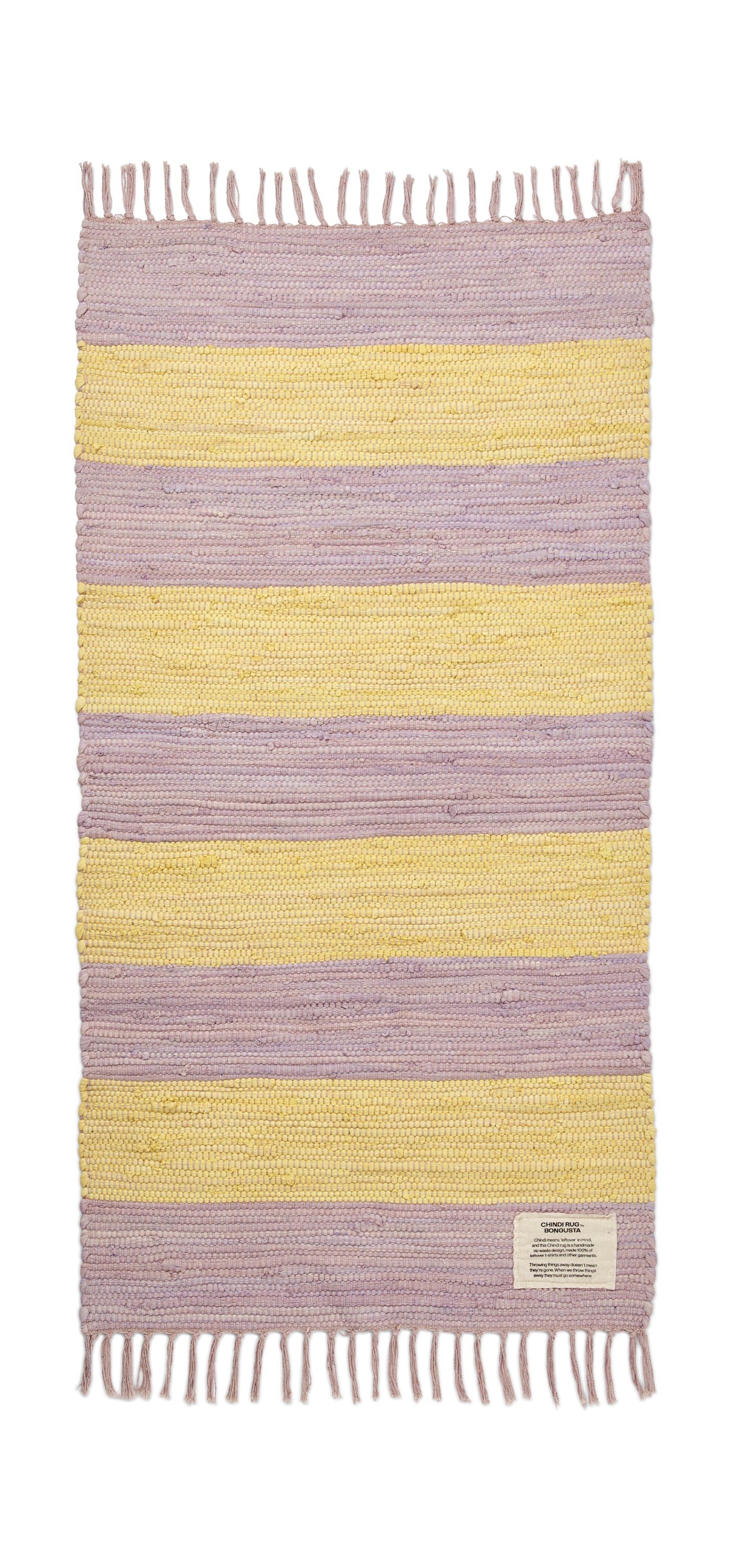 Chindi-Teppich, lila und neongelb - 60 x 120 cm