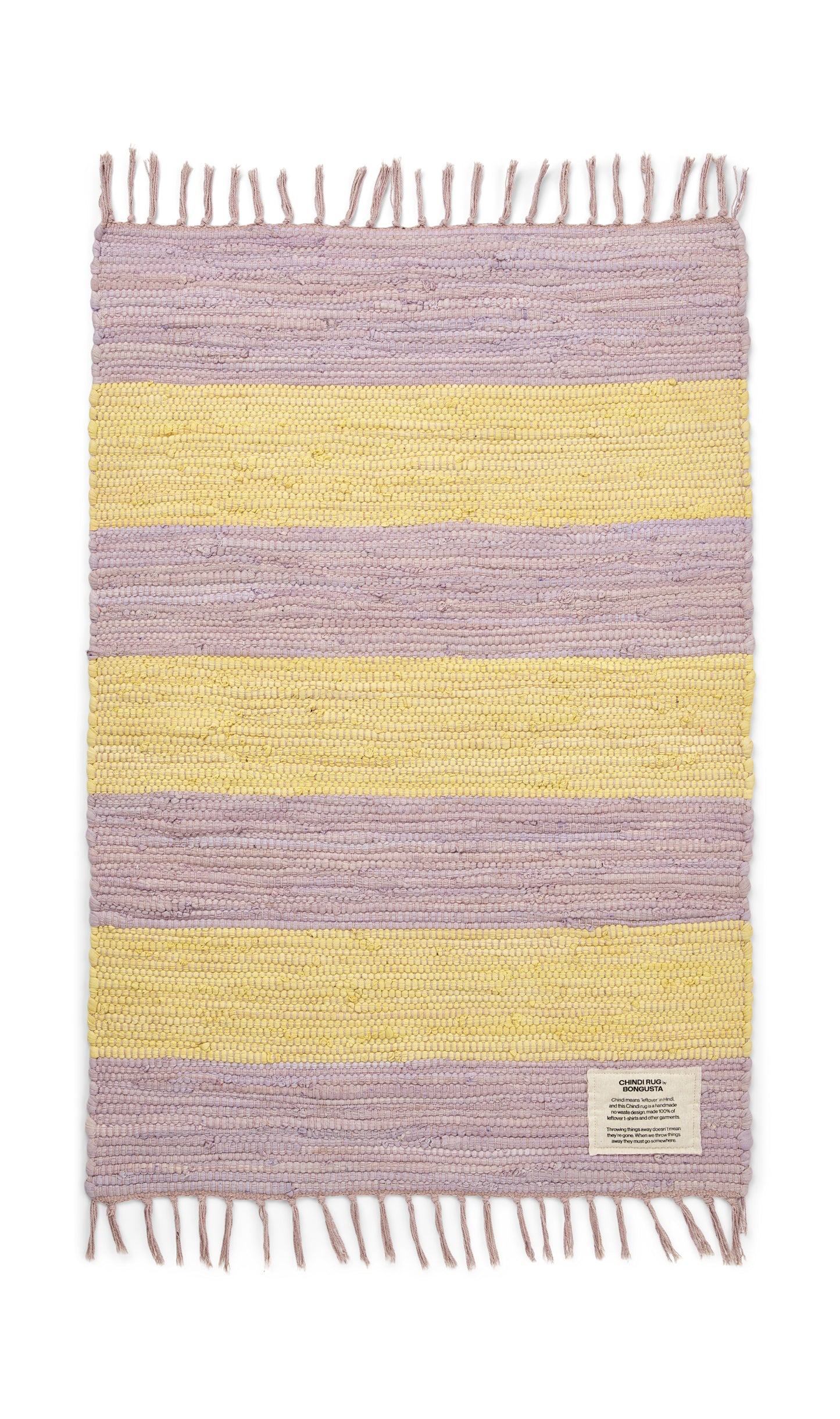 Chindi-Teppich, neongelb und lila - 60 x 90 cm
