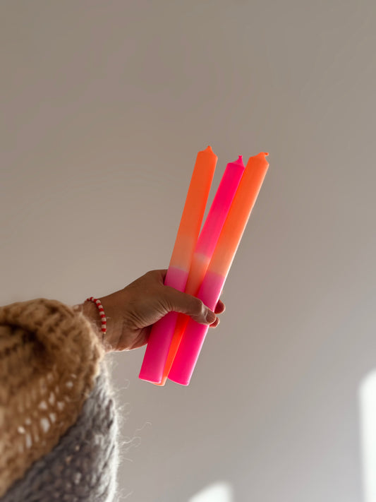 Dip-Dye Tafelkerze  Neon Splash