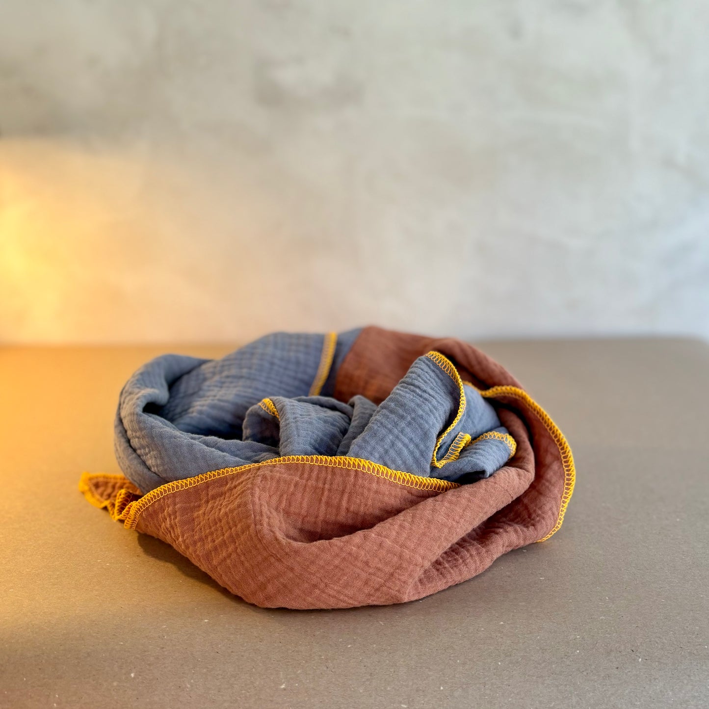 Musselintuch klein • caramel - dustyblue