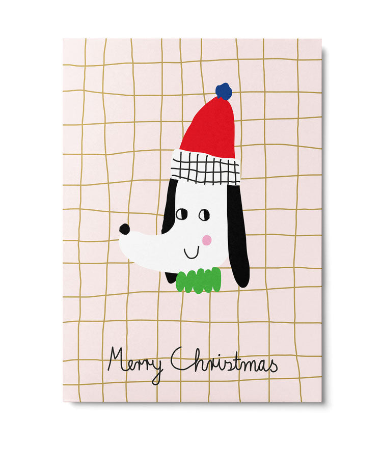 Postkarte ,merry christmas‘ dog