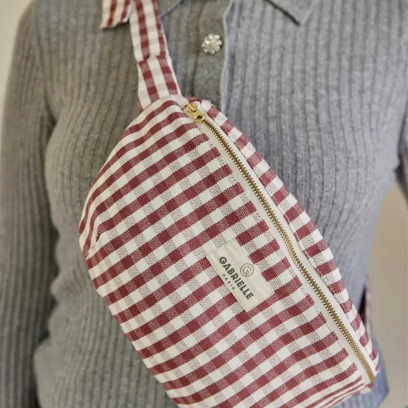 Vichy-Baumwollgürteltasche: Bordeaux