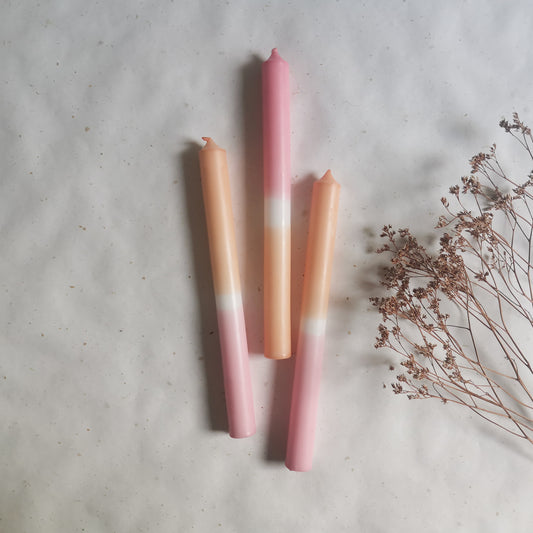 Dip-Dye Tafelkerze Apricot-Rose
