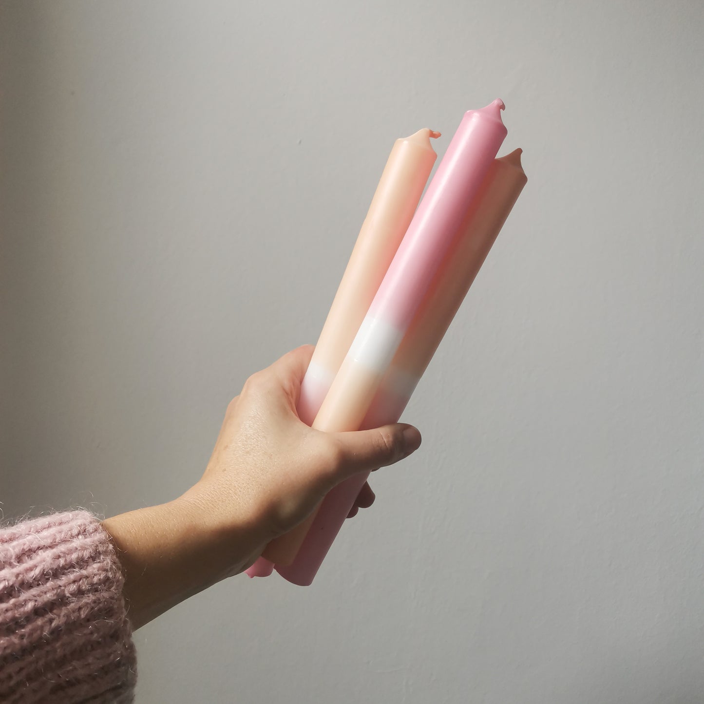 Dip-Dye Tafelkerze Apricot-Rose