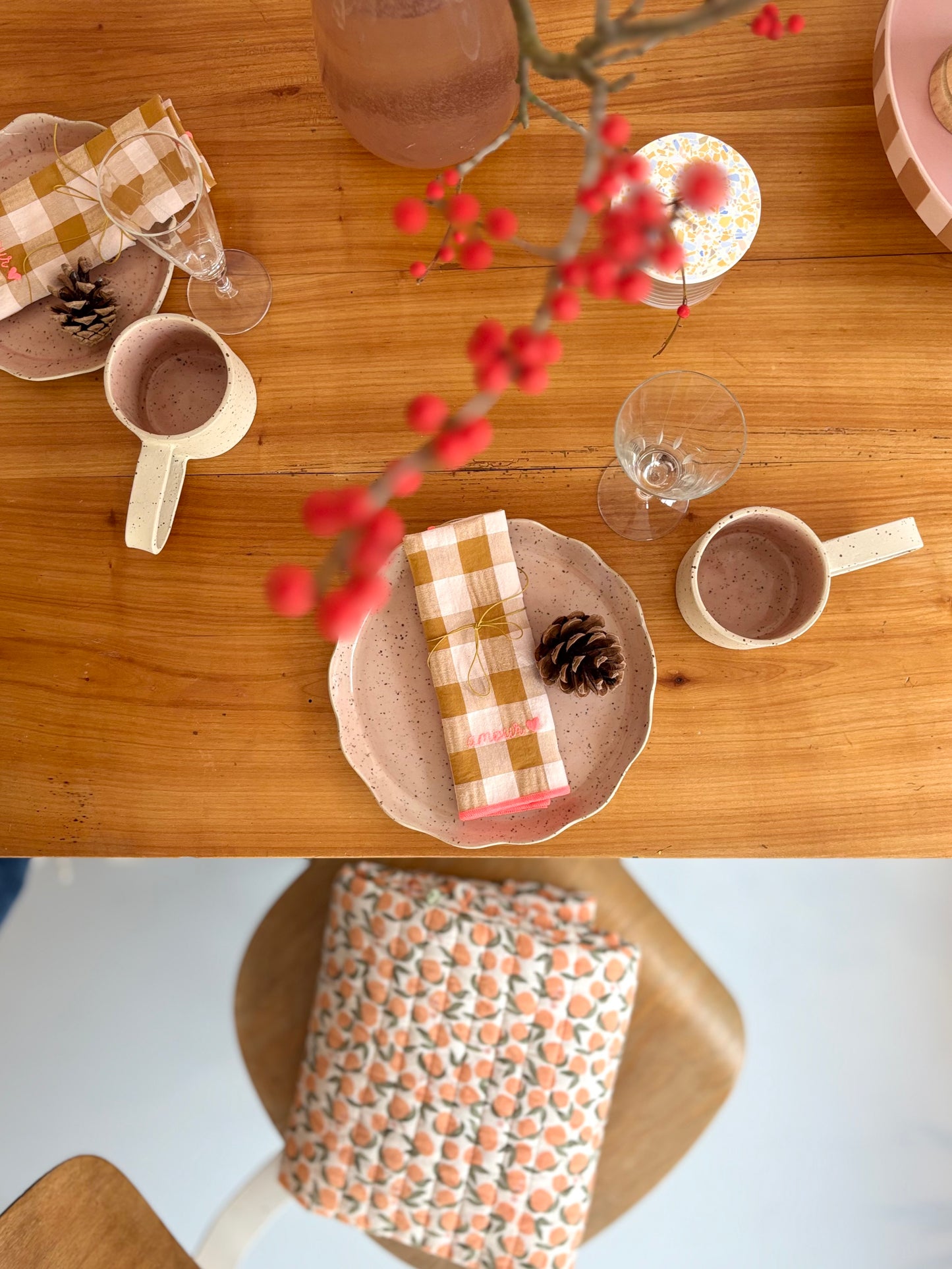 antiker Tisch mit Schubladen - schaded white/ Kirschholz