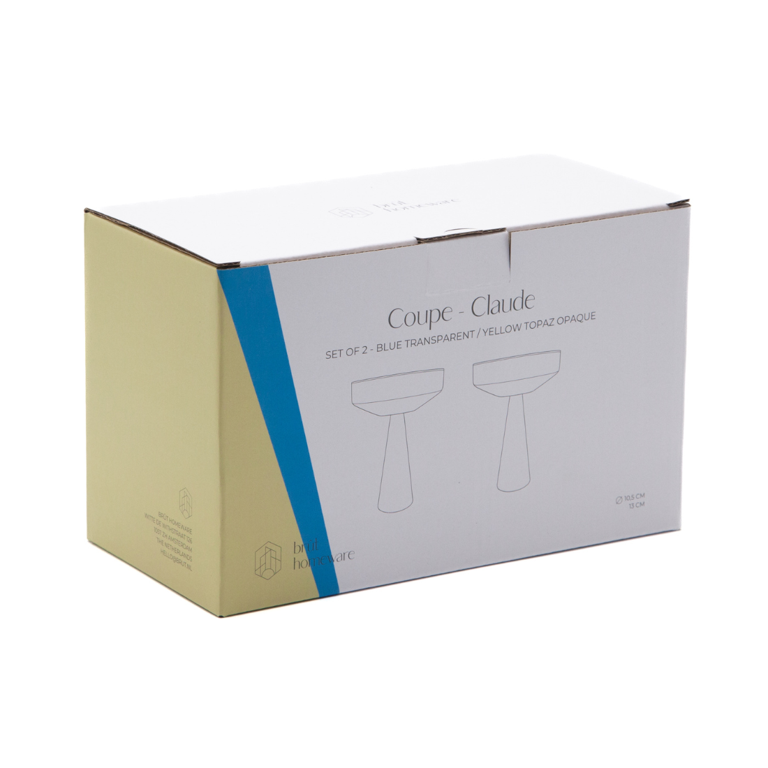 Champagner-Coupe Claude | 2er-Set | Blau/Topas: Glas