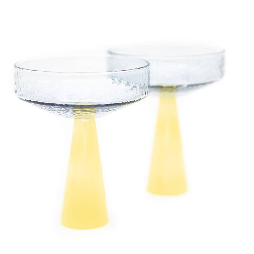 Champagner-Coupe Claude | 2er-Set | Blau/Topas: Glas
