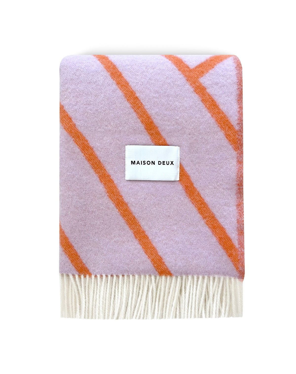 Wolldecke "Lines Blanket" Lilac/Red