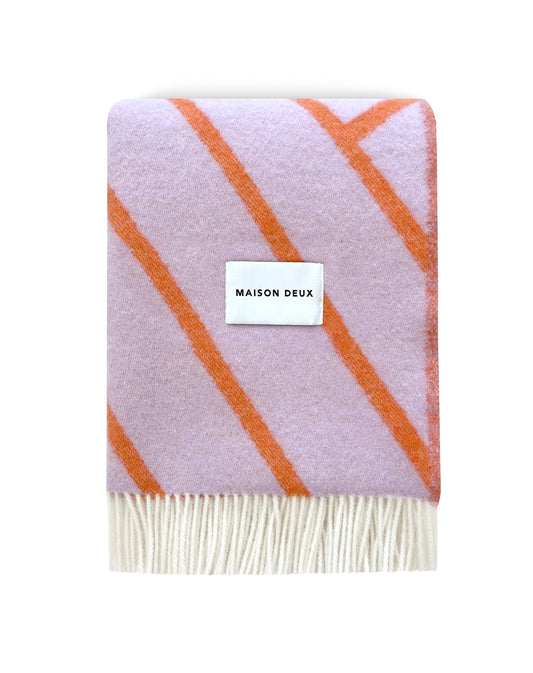 Wolldecke "Lines Blanket" Lilac/Red
