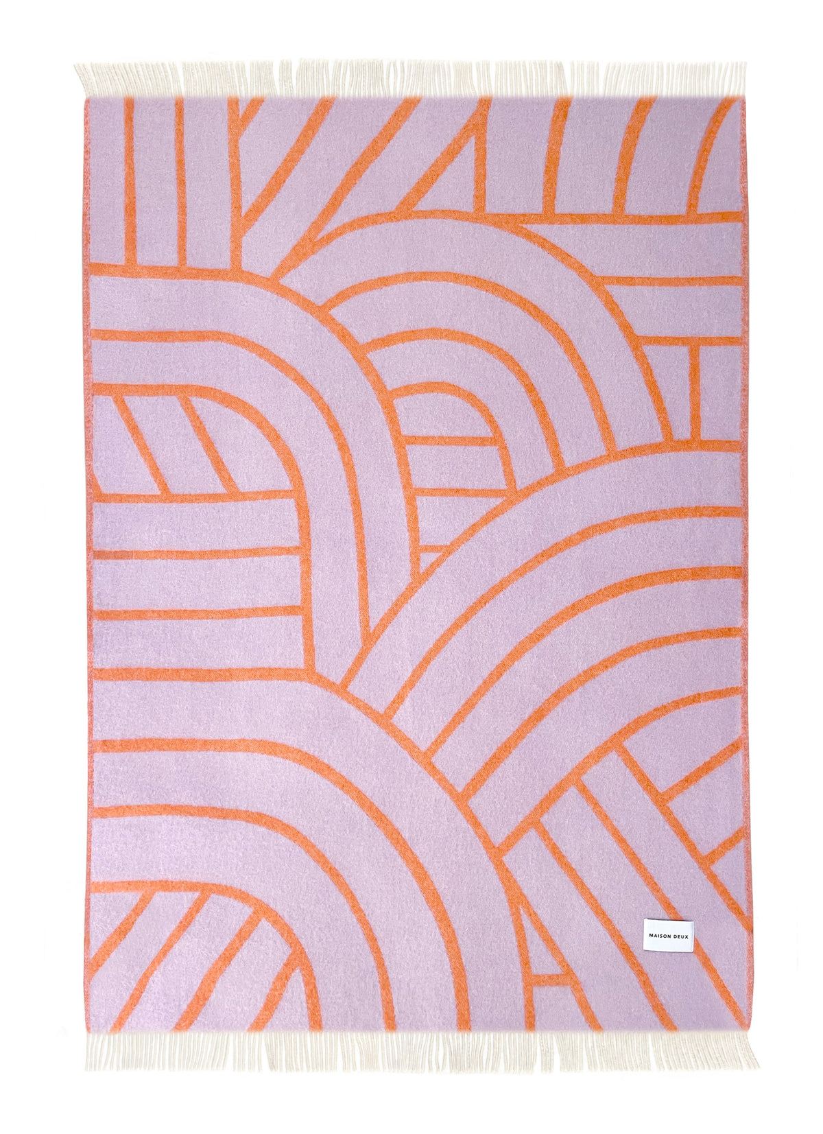 Wolldecke "Lines Blanket" Lilac/Red