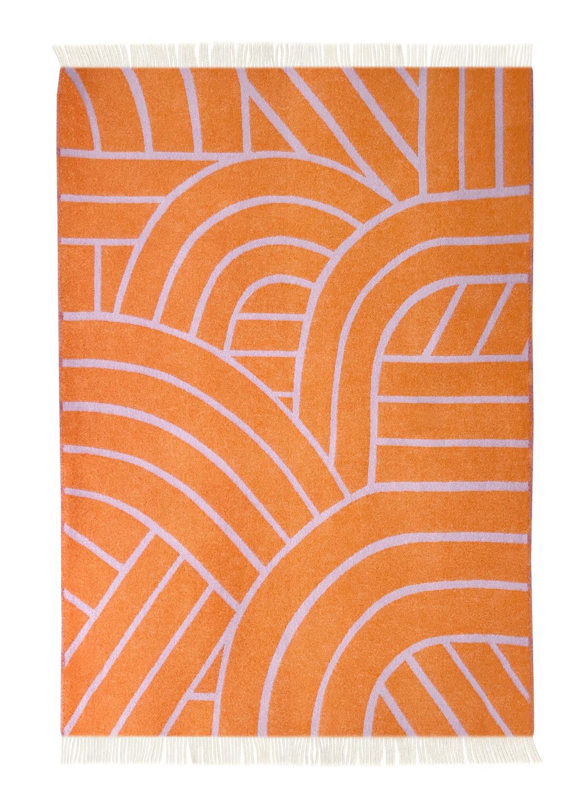 Wolldecke "Lines Blanket" Lilac/Red