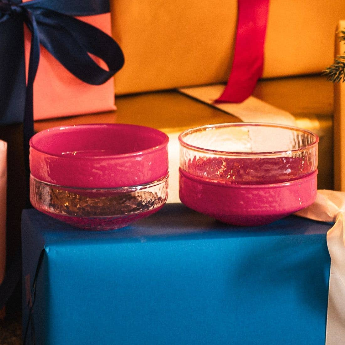 Claude Schalen | Set mit 4 Stück | Pink: Glass