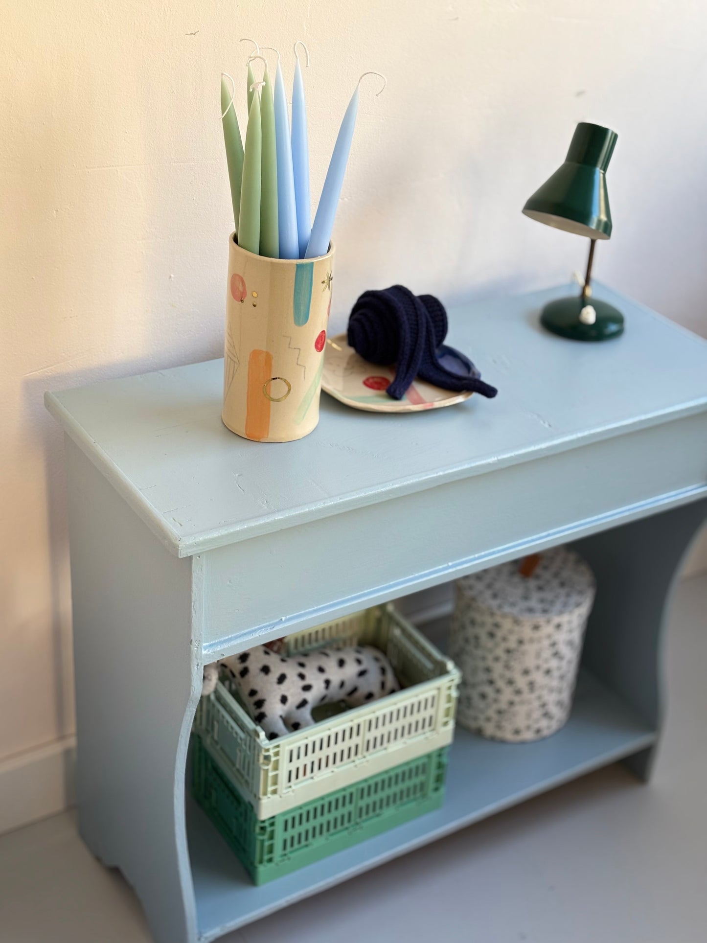 Vintage Bank mit Fach ~ Himmelblau