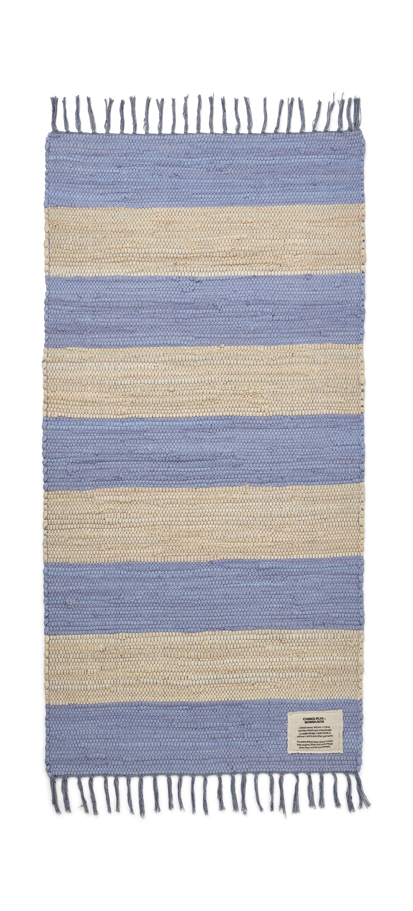 Chindi-Teppich, Babylavendel und cremefarben - 60 x 120 cm