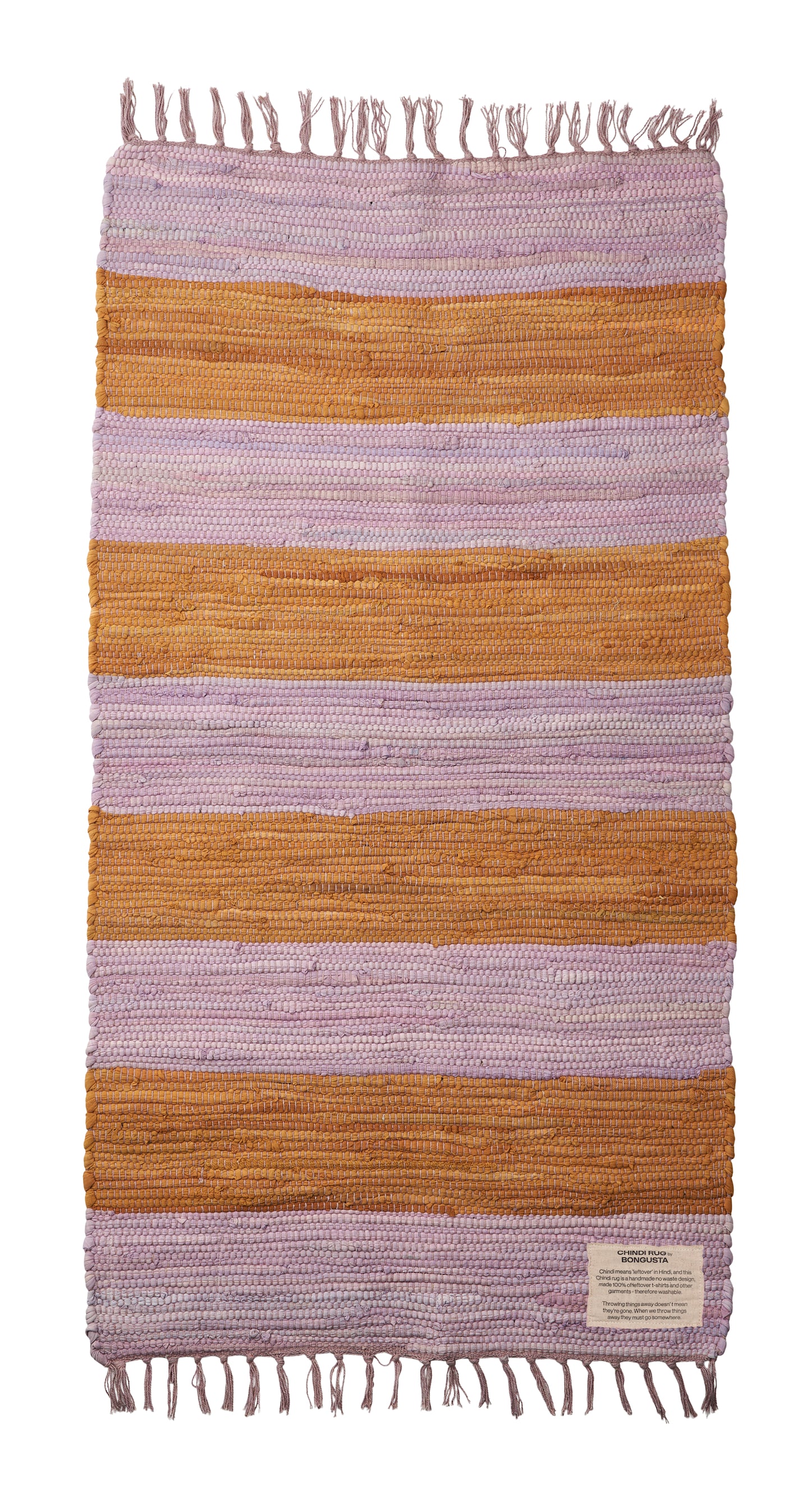 Chindi-Teppich, lila und goldfarben - 60 x 120 cm