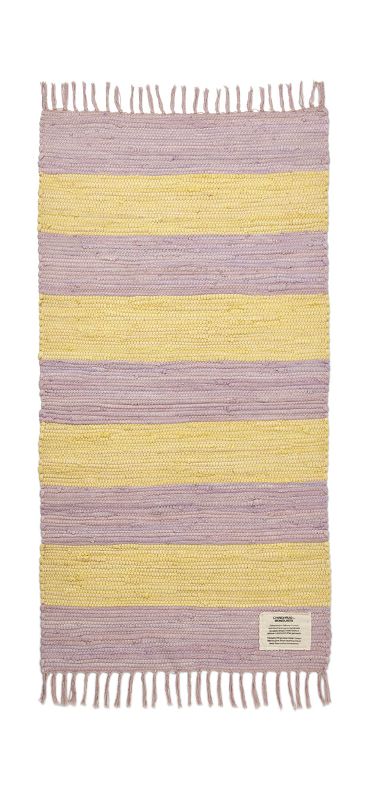 Chindi-Teppich, lila und neongelb - 60 x 120 cm