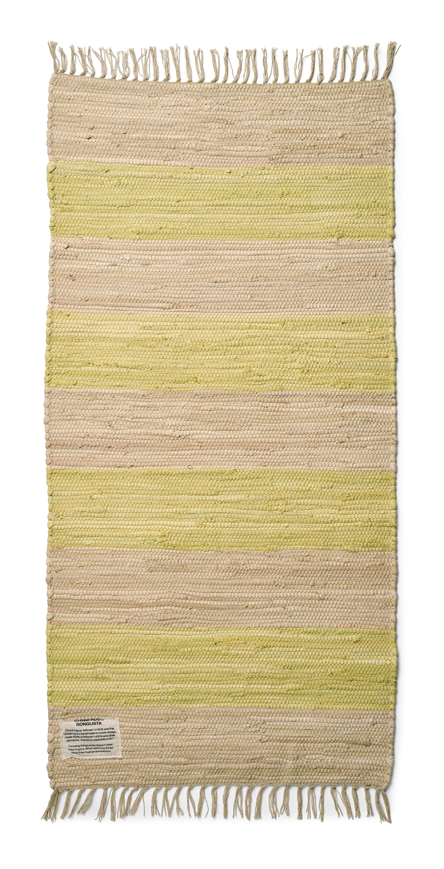Chindi-Teppich, creme und neongelb - 60 x 120 cm