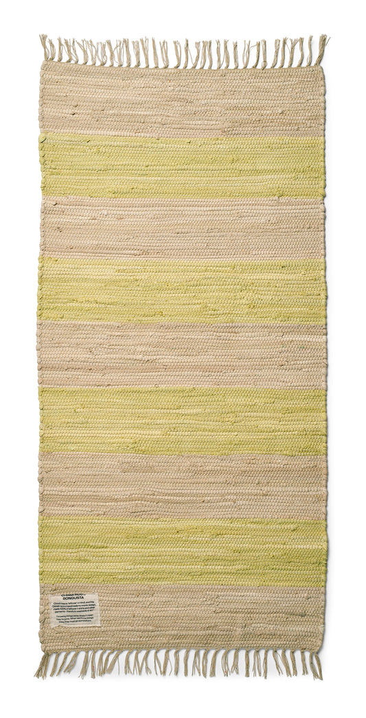 Chindi-Teppich, creme und neongelb - 60 x 120 cm