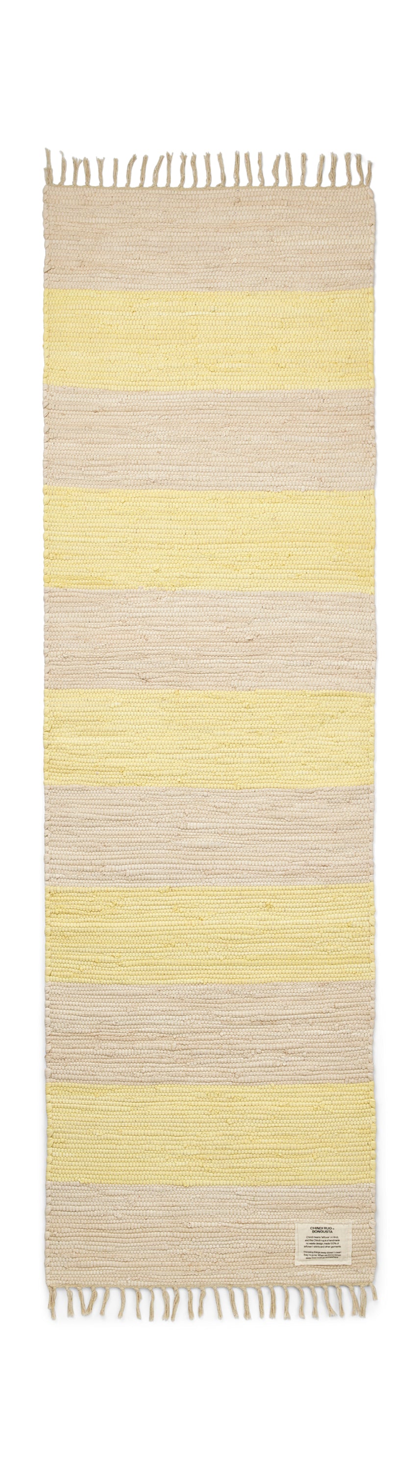 Chindi-Teppich, creme und neongelb - 60 x 200 cm