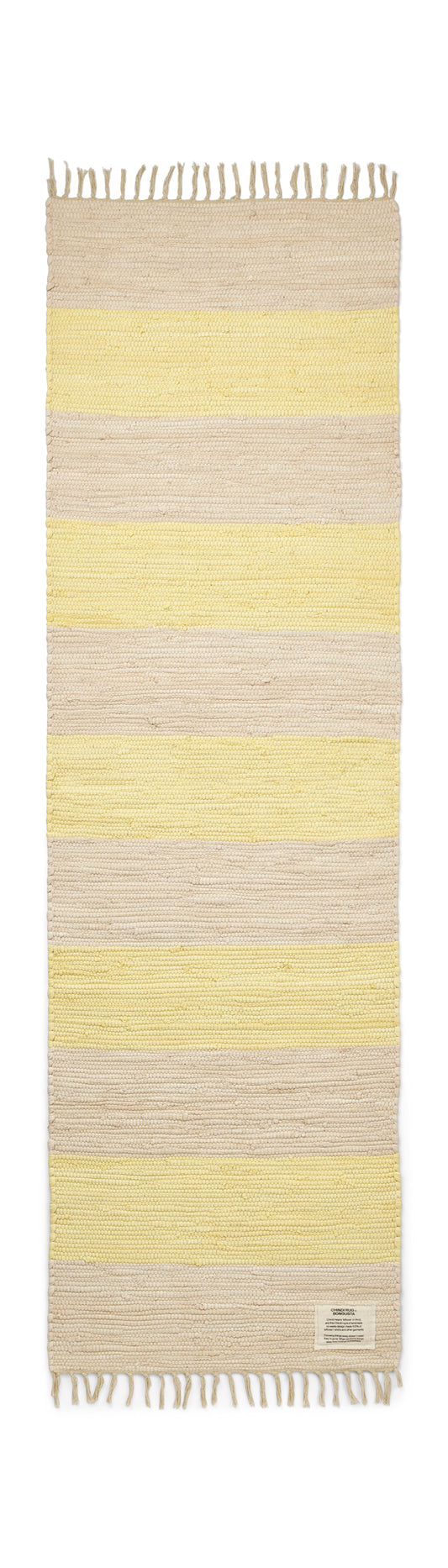 Chindi-Teppich, creme und neongelb - 60 x 200 cm