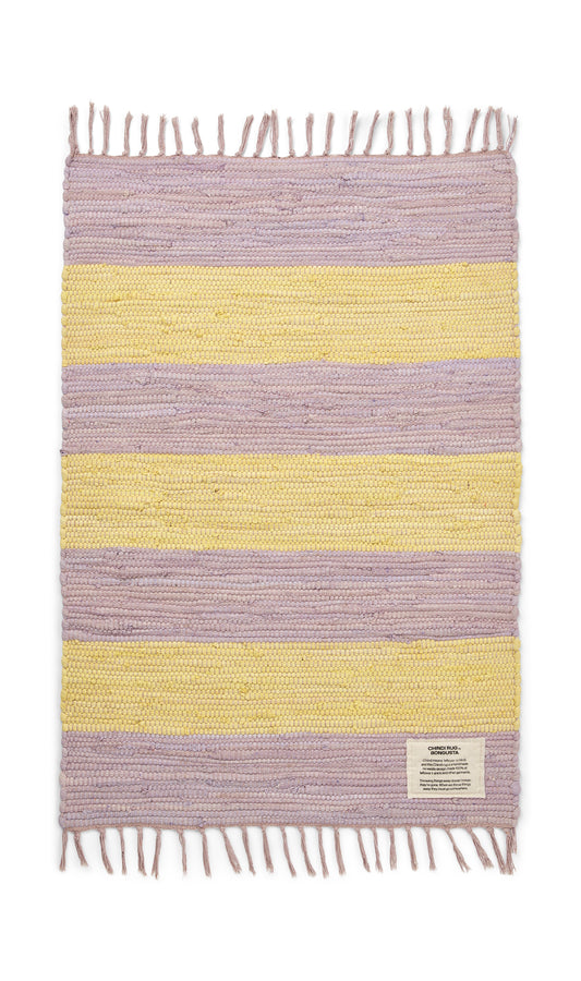 Chindi-Teppich, neongelb und lila - 60 x 90 cm