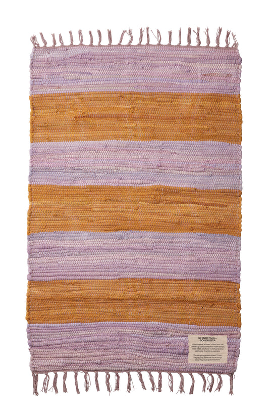 Chindi-Teppich, lila und goldfarben - 60 x 90 cm