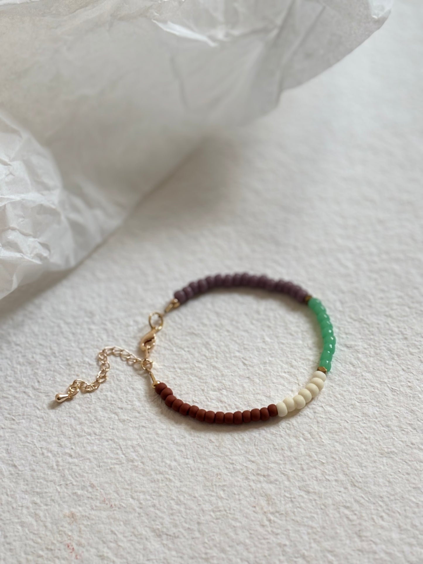 Perlenarmband- greensea/lilac/creme