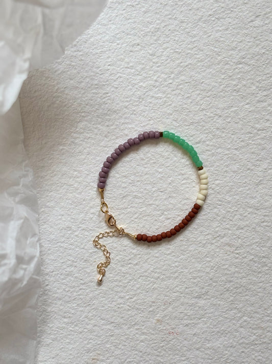 Perlenarmband- greensea/lilac/creme