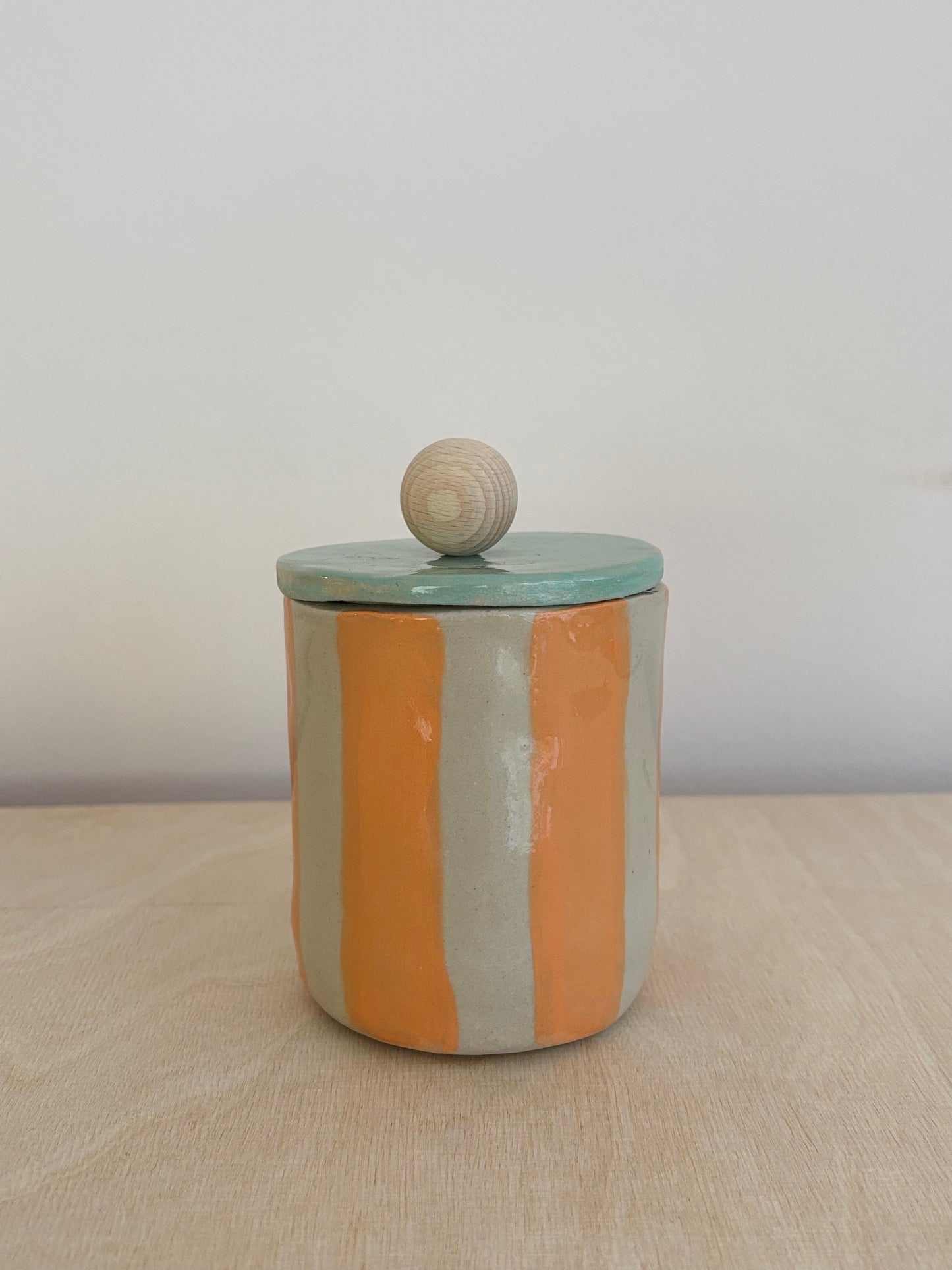 Keramik-Dose ~ Orange stripes