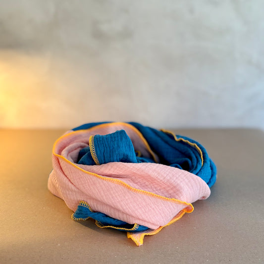 Musselintuch klein • Blue - rose