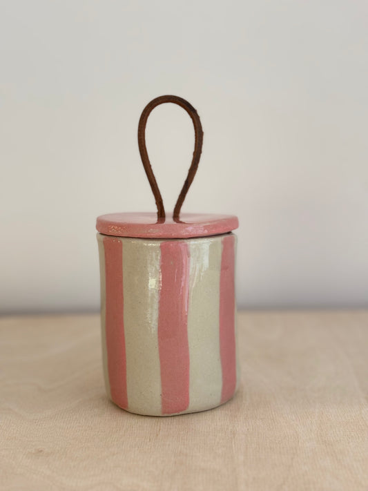 Keramik-Dose ~ rosy stripes