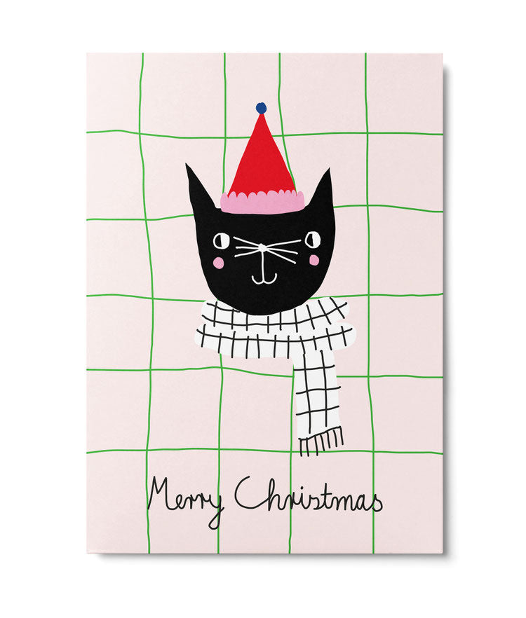 Postkarte ,merry christmas‘ cat