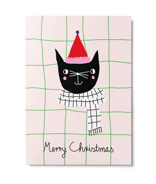 Postkarte ,merry christmas‘ cat