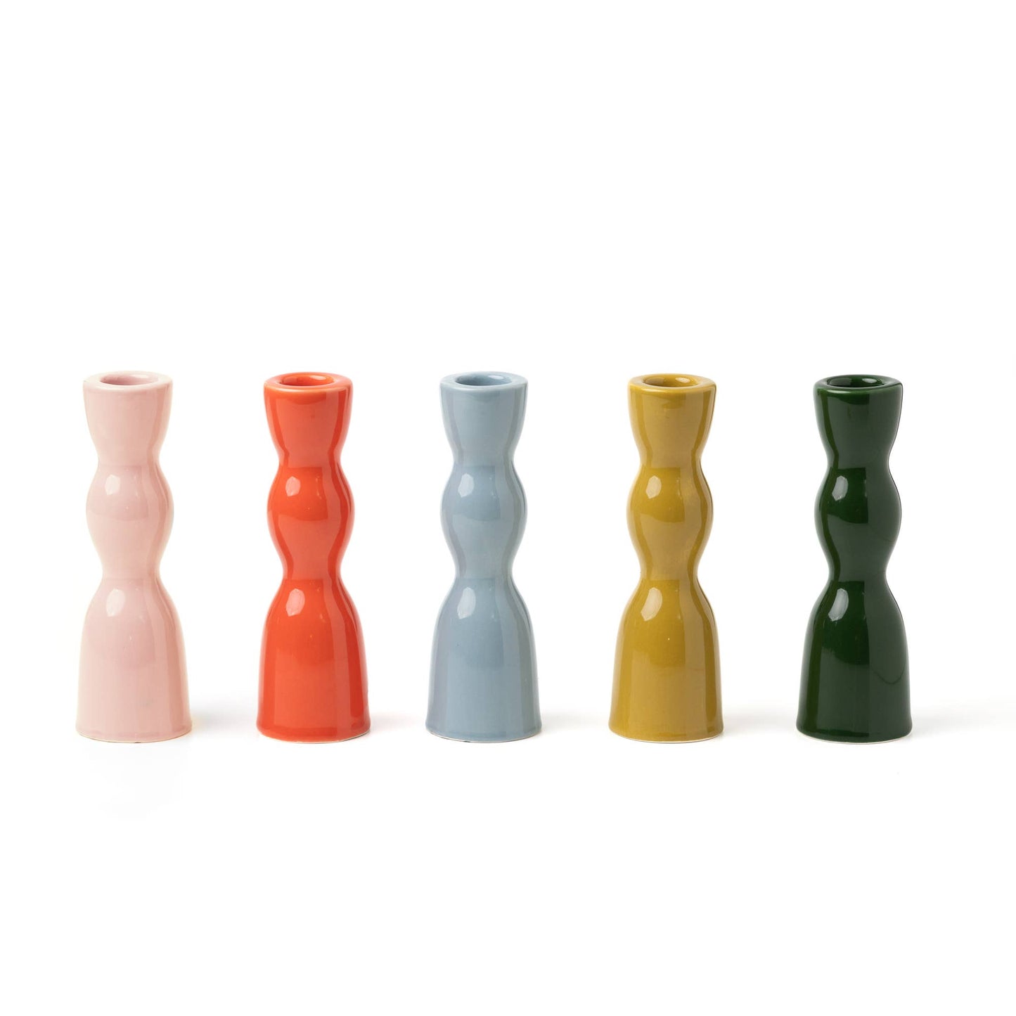 Wellen-Kerzenhalter - Niedrig: Olive