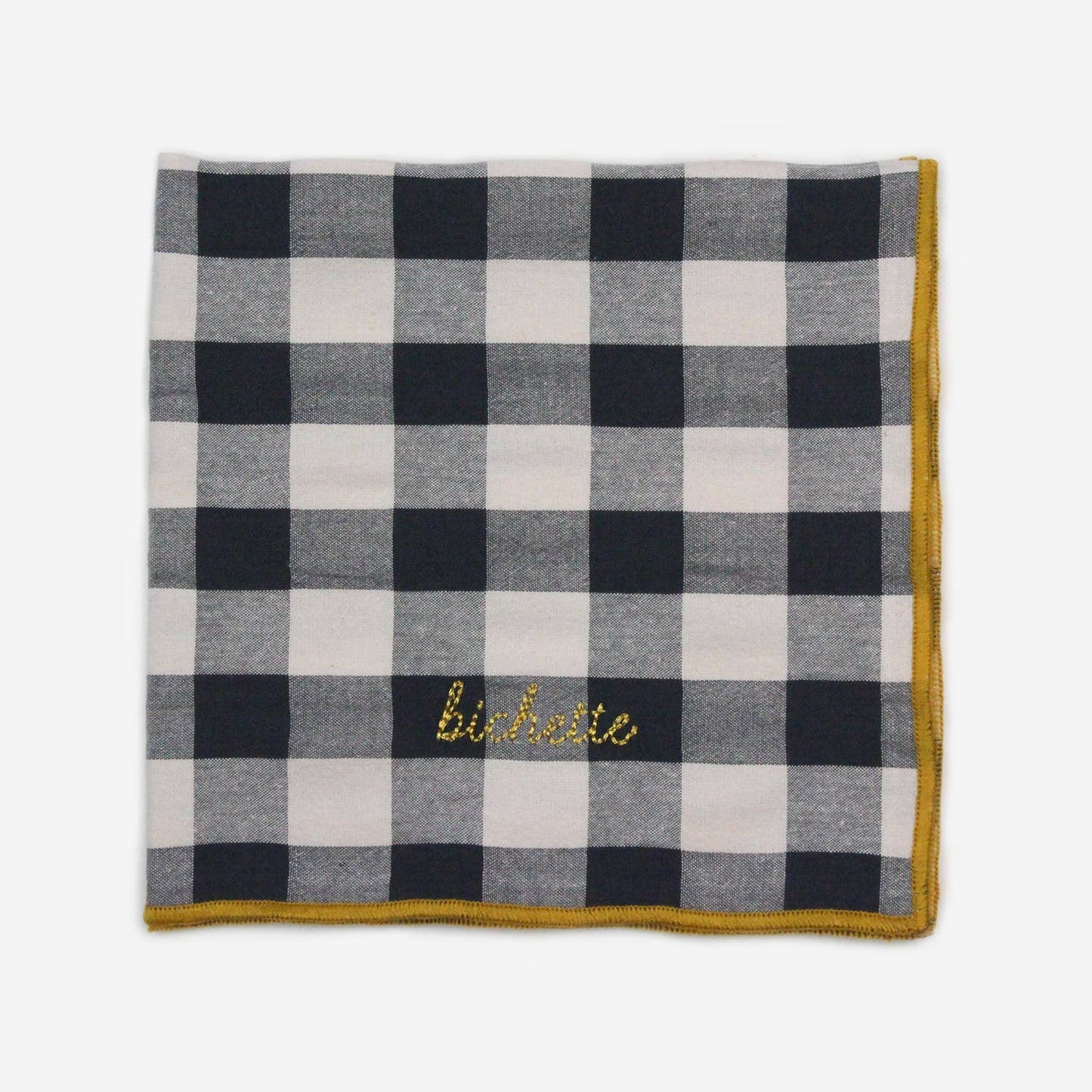 Gichy-Servietten mit Schottenmuster und Stickereien: Salbei Liebe