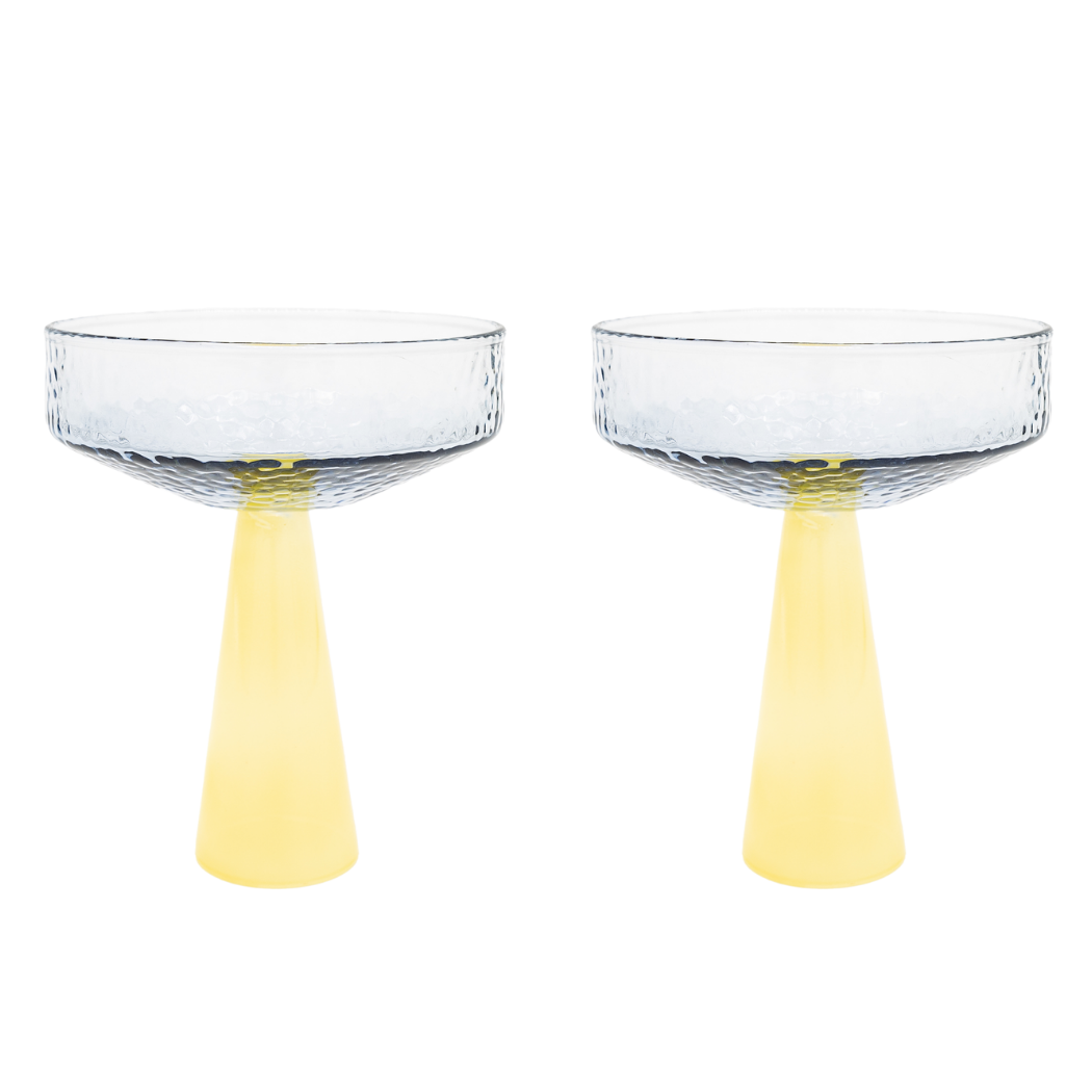 Champagner-Coupe Claude | 2er-Set | Blau/Topas: Glas