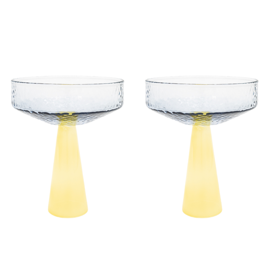 Champagner-Coupe Claude | 2er-Set | Blau/Topas: Glas