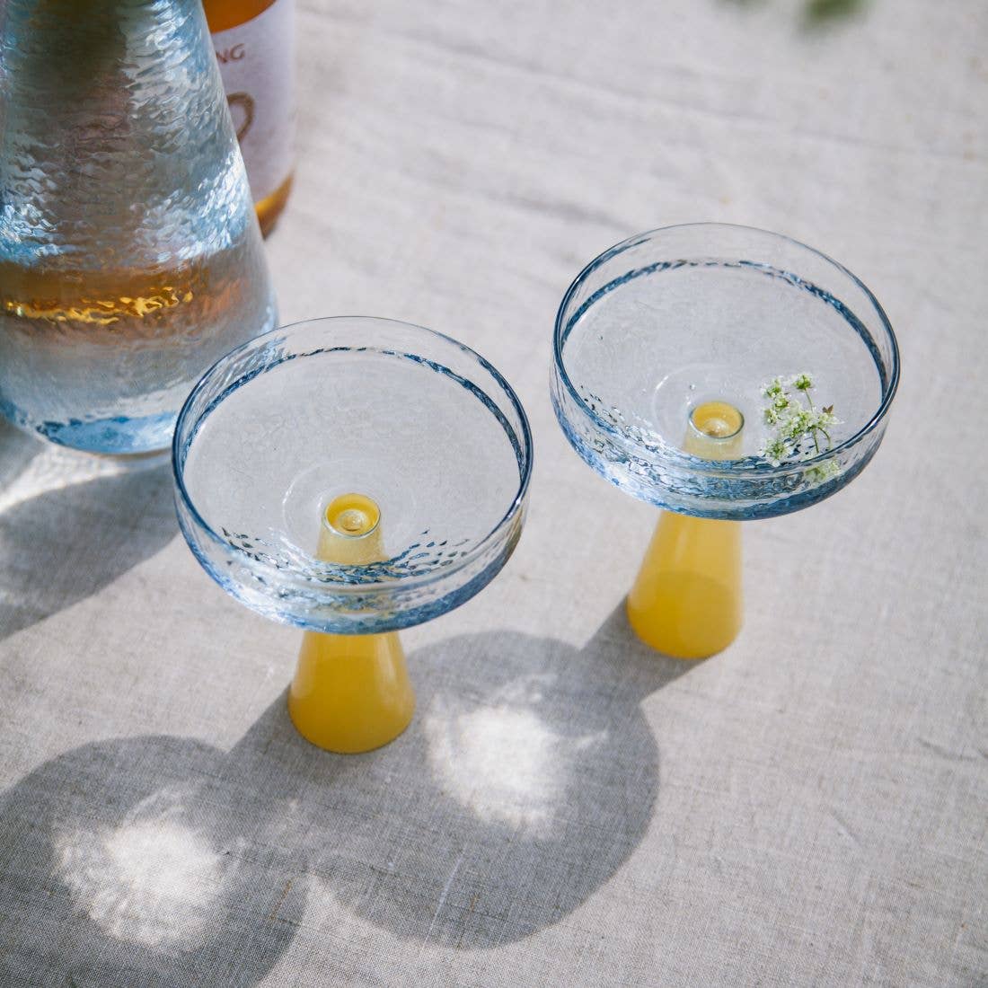 Champagner-Coupe Claude | 2er-Set | Blau/Topas: Glas