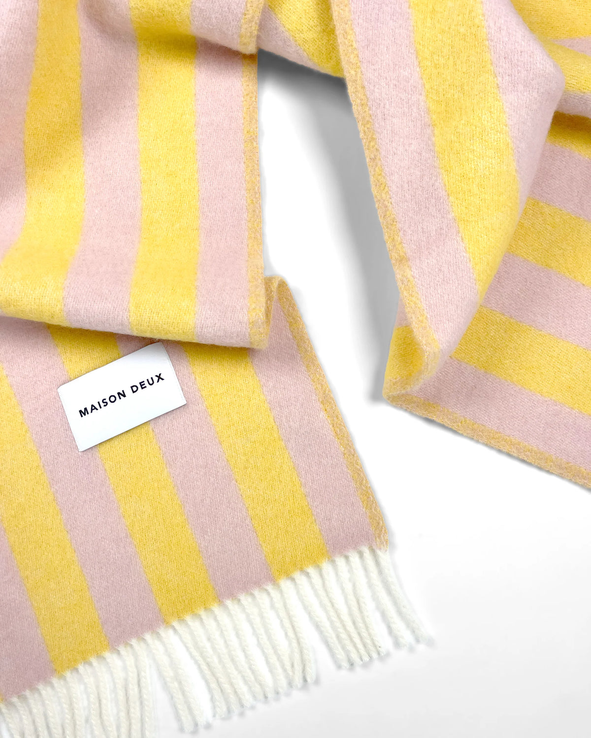 Wolldecke "Lines Blanket" Rosa/Gelb