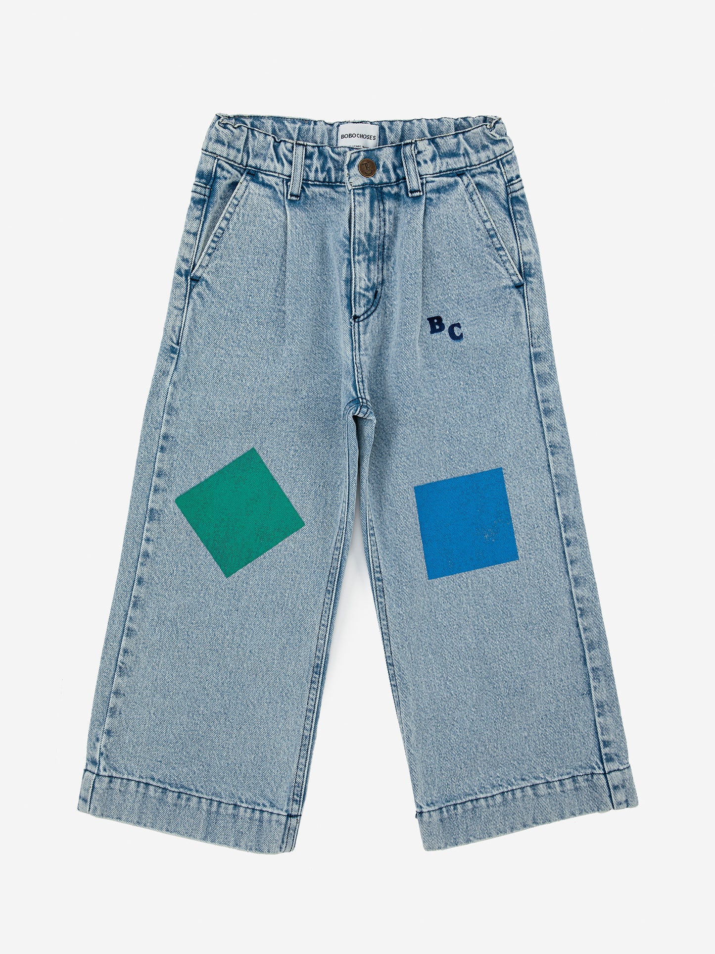 Geometric colors denim pants